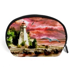 Lighthouse Ocean Sunset Seagulls Accessory Pouch (large) by Sudhe