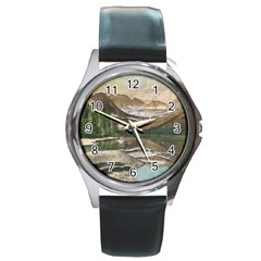 Glacier National Park Scenic View Round Metal Watch by Sudhe