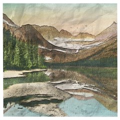 Glacier National Park Scenic View Wooden Puzzle Square by Sudhe