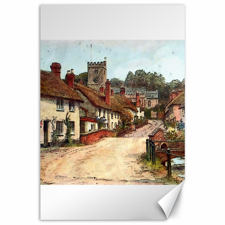 East Budleigh Devon Uk Vintage Old Canvas 24  x 36 