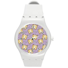 Corgi Pattern Round Plastic Sport Watch (m) by Sudhe