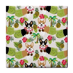 Corgis Pattern Tile Coaster by Sudhe