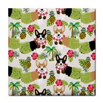 Corgis Pattern Tile Coaster Front