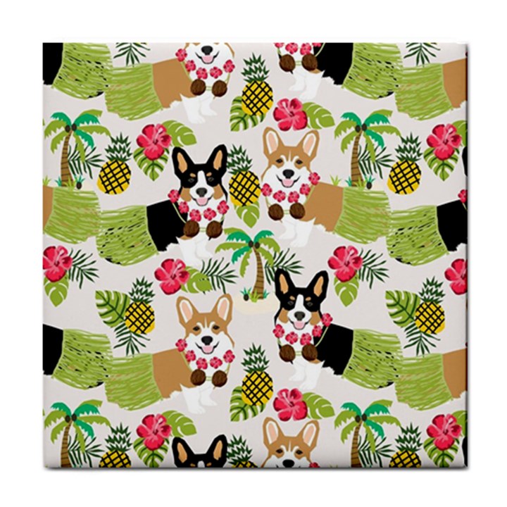 Corgis Pattern Tile Coaster