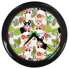 Corgis Pattern Wall Clock (black) by Sudhe