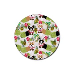 Corgis Pattern Rubber Coaster (round)  by Sudhe