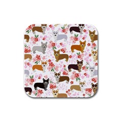 Corgis Corgi Pattern Rubber Square Coaster (4 Pack)  by Sudhe