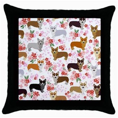 Corgis Corgi Pattern Throw Pillow Case (black) by Sudhe