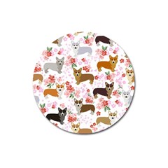 Corgis Corgi Pattern Magnet 3  (round) by Sudhe