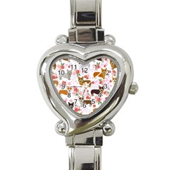 Corgis Corgi Pattern Heart Italian Charm Watch by Sudhe