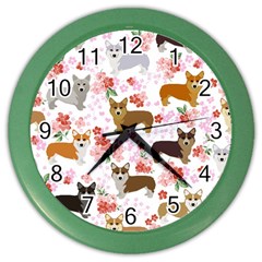 Corgis Corgi Pattern Color Wall Clock by Sudhe