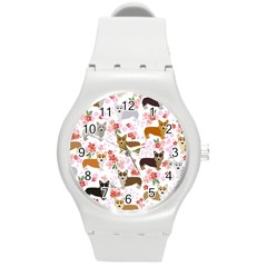 Corgis Corgi Pattern Round Plastic Sport Watch (m) by Sudhe