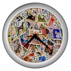 Stamp Wall Clock (silver) by ArtworkByPatrick