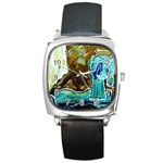 wood horsey-1-1 Square Metal Watch Front