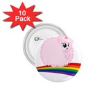 Pink Fluffy Unicorns Dancing On Rainbows Drawing 1.75  Buttons (10 pack) Front