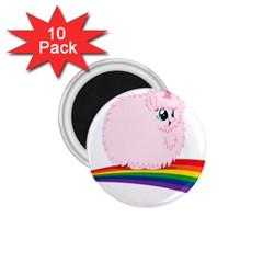 Pink Fluffy Unicorns Dancing On Rainbows Drawing 1 75  Magnets (10 Pack)  by Sudhe