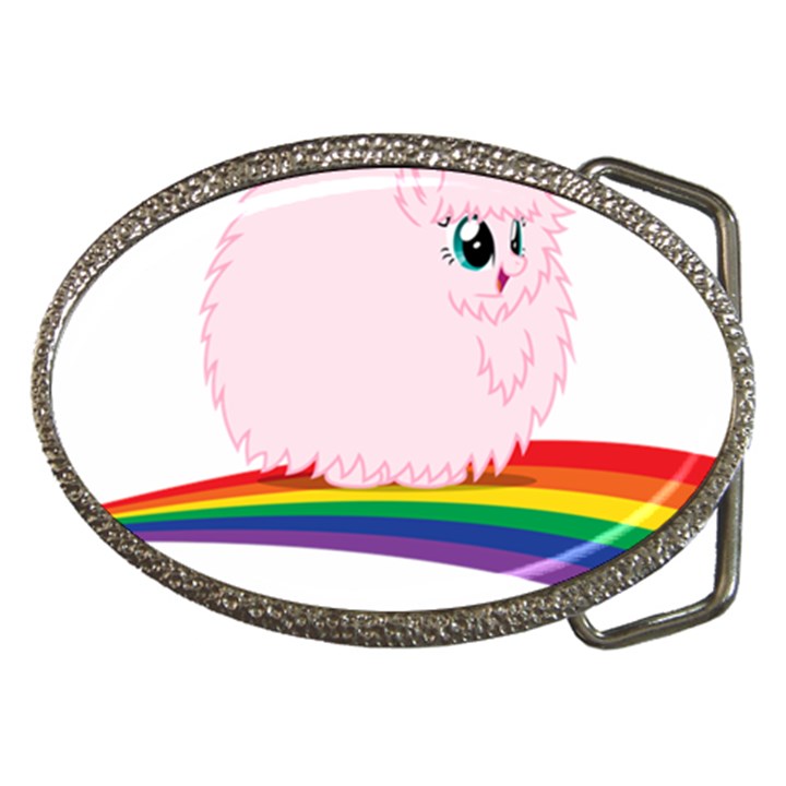 Pink Fluffy Unicorns Dancing On Rainbows Drawing Belt Buckles