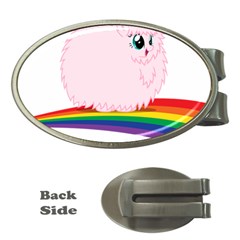 Pink Fluffy Unicorns Dancing On Rainbows Drawing Money Clips (oval) 