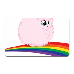 Pink Fluffy Unicorns Dancing On Rainbows Drawing Magnet (rectangular) by Sudhe