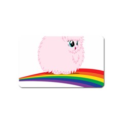 Pink Fluffy Unicorns Dancing On Rainbows Drawing Magnet (name Card) by Sudhe