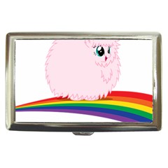 Pink Fluffy Unicorns Dancing On Rainbows Drawing Cigarette Money Case by Sudhe