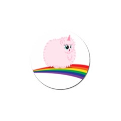 Pink Fluffy Unicorns Dancing On Rainbows Drawing Golf Ball Marker by Sudhe