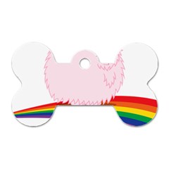 Pink Fluffy Unicorns Dancing On Rainbows Drawing Dog Tag Bone (one Side) by Sudhe