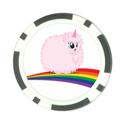 Pink Fluffy Unicorns Dancing On Rainbows Drawing Poker Chip Card Guard by Sudhe