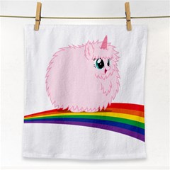 Pink Fluffy Unicorns Dancing On Rainbows Drawing Face Towel by Sudhe