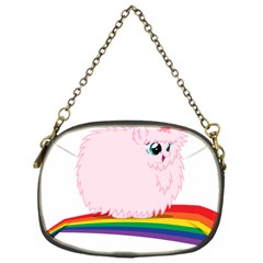 Pink Fluffy Unicorns Dancing On Rainbows Drawing Chain Purse (one Side) by Sudhe