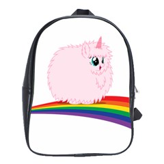 Pink Fluffy Unicorns Dancing On Rainbows Drawing School Bag (large) by Sudhe