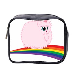 Pink Fluffy Unicorns Dancing On Rainbows Drawing Mini Toiletries Bag (two Sides) by Sudhe