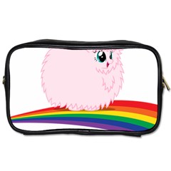 Pink Fluffy Unicorns Dancing On Rainbows Drawing Toiletries Bag (one Side) by Sudhe