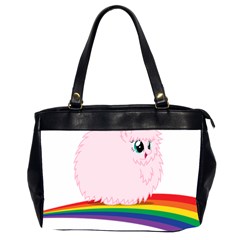 Pink Fluffy Unicorns Dancing On Rainbows Drawing Oversize Office Handbag (2 Sides) by Sudhe