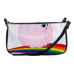 Pink Fluffy Unicorns Dancing On Rainbows Drawing Shoulder Clutch Bag by Sudhe