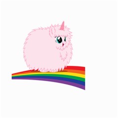 Pink Fluffy Unicorns Dancing On Rainbows Drawing Small Garden Flag (two Sides) by Sudhe