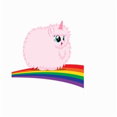 Pink Fluffy Unicorns Dancing On Rainbows Drawing Large Garden Flag (two Sides) by Sudhe