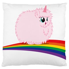 Pink Fluffy Unicorns Dancing On Rainbows Drawing Large Cushion Case (two Sides)