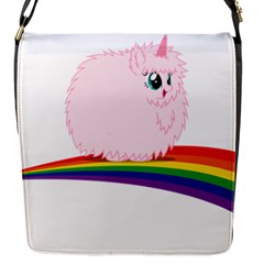 Pink Fluffy Unicorns Dancing On Rainbows Drawing Flap Closure Messenger Bag (s) by Sudhe