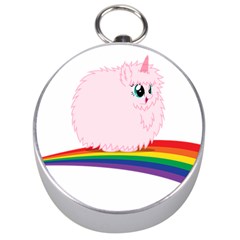 Pink Fluffy Unicorns Dancing On Rainbows Drawing Silver Compasses by Sudhe