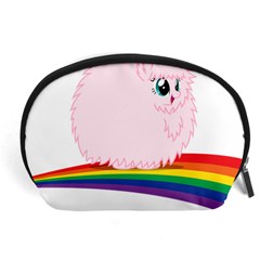 Pink Fluffy Unicorns Dancing On Rainbows Drawing Accessory Pouch (large) by Sudhe