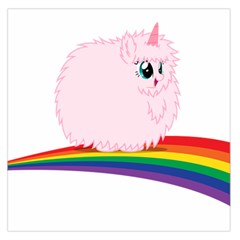 Pink Fluffy Unicorns Dancing On Rainbows Drawing Large Satin Scarf (square) by Sudhe