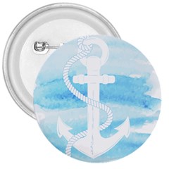 Anchor Watercolor Painting Blue 3  Buttons by Sudhe