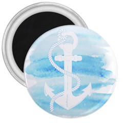 Anchor Watercolor Painting Blue 3  Magnets by Sudhe