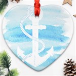 Anchor Watercolor Painting Blue Ornament (Heart) Front