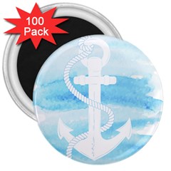 Anchor Watercolor Painting Blue 3  Magnets (100 Pack) by Sudhe