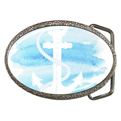 Anchor Watercolor Painting Blue Belt Buckles by Sudhe