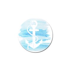 Anchor Watercolor Painting Blue Golf Ball Marker by Sudhe