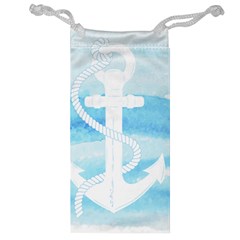 Anchor Watercolor Painting Blue Jewelry Bag