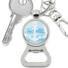 Anchor Watercolor Painting Blue Bottle Opener Key Chain by Sudhe